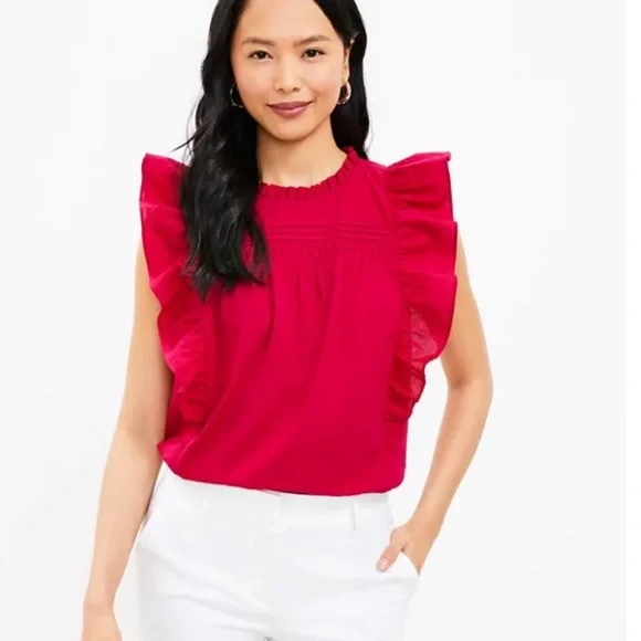 Pintucked Ruffle Shell - Picture 2 of 8